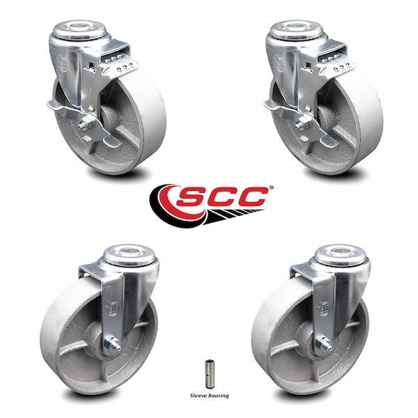 5 Inch Semi Steel Wheel Swivel Bolt Hole Caster Set with 2 Brake